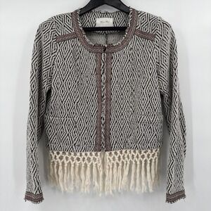 Miss Me Black and Cream Diamond Fringe Vest